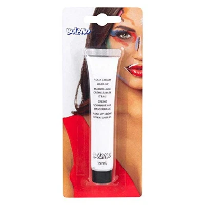 Imagen de Boland Aqua Cream Make up White19ml(45001) 44985 crema acuosa, color blanco, 19 ml, en tubo, maquillaje a base de agua, fiesta temática, carnaval, Halloween, 19ml