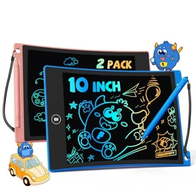 Imagen de TEKFUN 2Pack Tableta de Escritura LCD 10 Pulgadas, Tablero Dibujo Electrónico, Pizarra Infantil Juguetes Regalo Cumpleaños para Niñas y Niños 3 4 5 6 7 Años Regalos (Azul+Rosa)