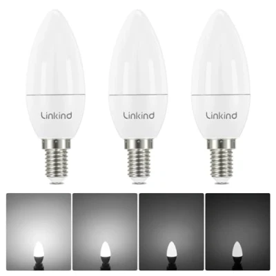 Imagen de Linkind Bombilla LED E14 Regulable, Blanco Frio 5000K, 4.2W Equivalente a 40W 470lm, Bombillas Forma de Vela B35 con Casquillo Fino, 220V 240V, Certificación CE/RoHS/ErP, Lot 3