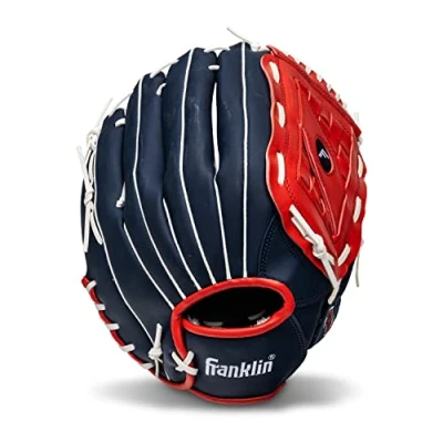 Imagen de Franklin Sports Field Master Guante de béisbol y sóftbol, Color Rojo, Blanco, Azul, 14 Pulgadas