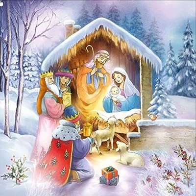 Imagen de 20 servilletas de Nochebuena en invierno, diseño Navidad, 33 x cm