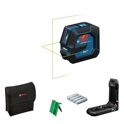 Imagen de Bosch Professional Nivel láser GLL 20 22 G (soporte LB 10, verde, uso en interiores, doble fuente de alimentación, 4 pilas LR6 1,5 V, funda protectora)