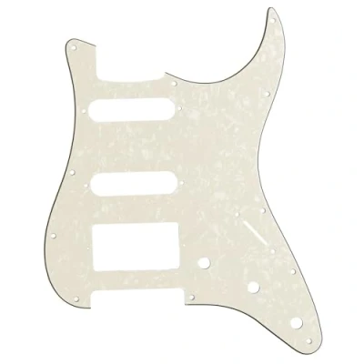 Imagen de Musiclily Pro 11 Agujeros HSS Modern Style Strat Pickguard Golpeador para American Stratocaster Guitarra, 4 capas Parchment Pearl