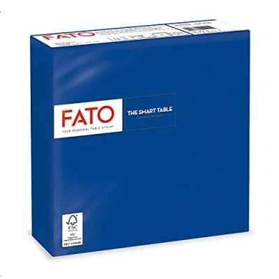 Imagen de FATO, Servilletas de Papel Desechables, Ideal para Almuerzos Informales y Buffets, Paquete 50 Servilletas, Tamaño 33x33, Dobladas en 4, 2 capas, Color Azul Noche, 100% Puro Celulosa