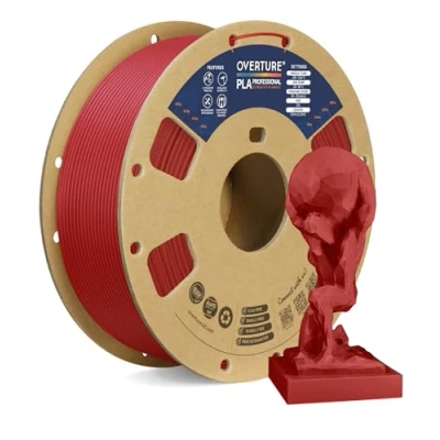 Imagen de OVERTURE PLA Plus (PLA+) Filamento 1,75 mm Dureza Profesional Rollo Mejorado, Premium 1 kg (2,2 libras), Precisión Dimensional 99% Probabilidad +/ 0.02 (Rojo Fresco)