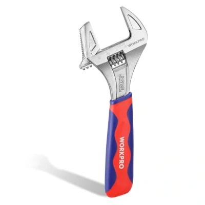 Imagen de WORKPRO Llave Inglesa 200 mm, Ajustable 2 en 1 de Apertura Extra Ancha 42 para Fontanería, Agarre Suave