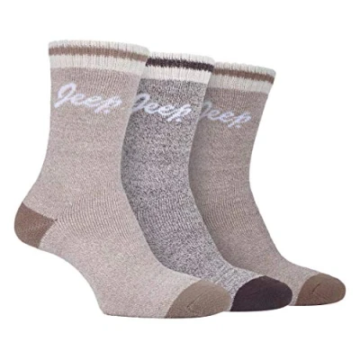 Imagen de JEEP 3 Pares Mujer Calcetines con Rayas para Deporte Trekking Senderismo Montaña (37 42, Tan/Café/Crema)