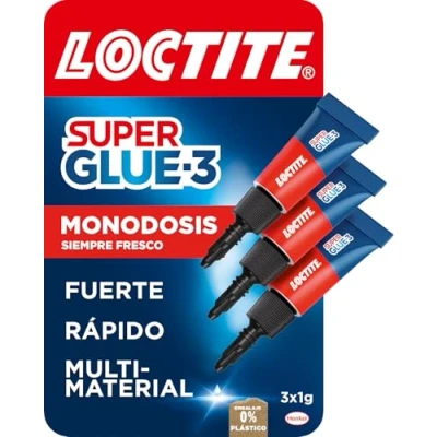 Imagen de Loctite Super Glue 3 Original Mini Trio, pegamento universal con triple resistencia, adhesivo transparente, instantáneo y fuerza instantánea, 3x1 g