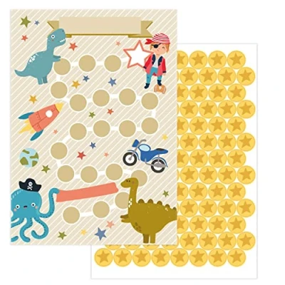 Imagen de Pack de 10 Tablas recompensas para niños Motivo: Monstruos con Pegatinas Estrellas motivar a los Hacer Las tareas, Deberes, lavarse Dientes Premiar Buenos hábitos