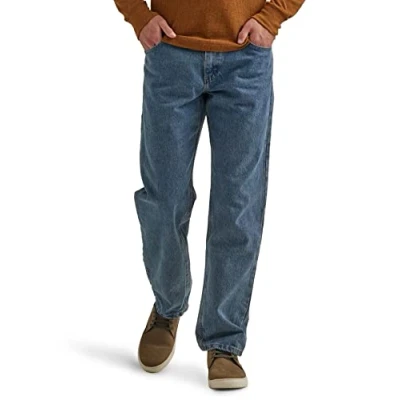Imagen de Wrangler Authentics Vaqueros clásicos de algodón para Hombre, Cinco Bolsillos, Corte Holgado, Stonewash, 38W x 30L