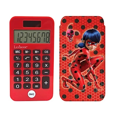 Imagen de Lexibook, Miraculous Ladybug Cat Noir, Calculadora de Bolsillo, Funciones clásicas y avanzadas, Cubierta Protectora rígida, con batería, Rojo/Negro, C45MI