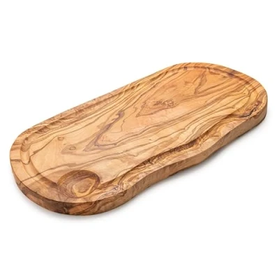 Imagen de Erreke Tabla Cortar Cocina Madera Olivo, Cocina, de Olivo Grande, Artesanal Servir Picar Carne Barbacoa Queso Pan (39x18cm con ranura)