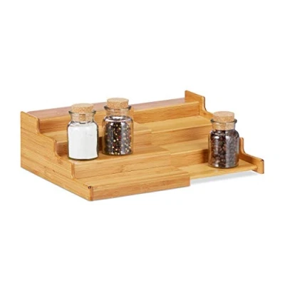 Imagen de Relaxdays, 5x28 cm Especiero, Cuatro estantes, Extensible, Impermeable, Marrón, Bambú, 11x38, 11 x 38,50 28