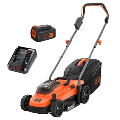 Imagen de BLACK+DECKER BCMW3336L1 QW Cortacésped a Batería 36 V, Litio de 2.5 Ah, Ancho Corte 33 cm, en jardines hasta 300m2, Bolsa almacenaje 35L