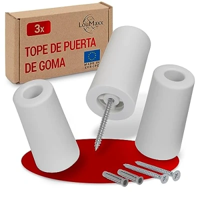 Imagen de LouMaxx tope para puerta de suelo, tornillos goma, 40 mm diámetro x 75 mm, atornillar, protección fiable contra puertas tope, juego 3 unidades