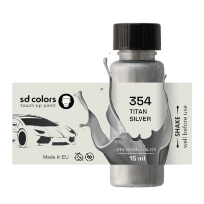 Imagen de SD COLORS TITAN SILVER 354 Pintura de retoque (15 ML, para reparación arañazos, código color 354, plateado