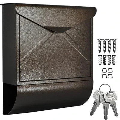 Imagen de ALSTEN TECH Buzón de pared con compartimento para periódicos, color marrón y bronce antiguo