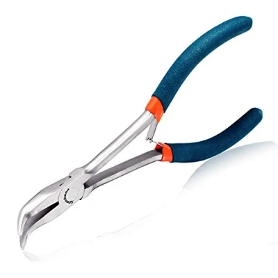 Imagen de SPEEDWOX alicates de nariz doblada largo alcance 15,2 cm y 45 grados curvados cadena suave cónica finos precisión para áreas confinadas alta palanca reduce esfuerzos