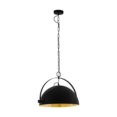 Imagen de Eglo lámpara colgante Covaleda 1, industrial, vintage, retro, de acero en negro, dorado, mesa comedor, salón con casquillo E27, Ø 45,5 cm