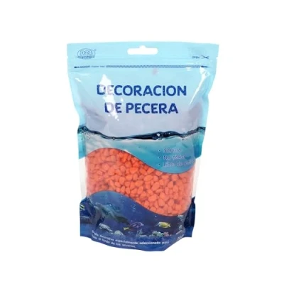 Imagen de SMELL &amp; SMILE Grava Acuario Piedra Natural Decorativa para Acuarios de Agua Dulce y Marina Sustrato Decoración Fondo 1KG (Naranja, 4 6mm)