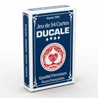 Imagen de LA DUCALE Origine Juego de 54 Cartas póquer, Presidente, Palmito, 8 estadounidenses Color Aleatorio (Azul o Rojo)