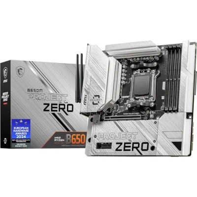 Imagen de MSI B650M Project Zero, Placa Base Micro ATX con conexión Trasera, Soporta CPUs AMD Ryzen 7000, AM5, Diseño de alimentación Directa 10+2 VRM, DDR5 Memory Boost 6400+MHz/OC