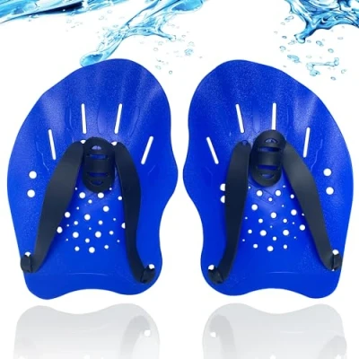 Imagen de Palas de Mano para Natación, Nadar Piscina, Natacion con Correas Ajustables, Asistencias el Entrenamiento, Entrenamiento Fuerza del Antebrazo Unisex Adulto, Azul