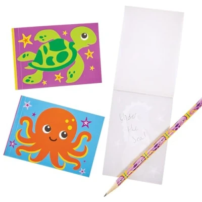 Imagen de Baker Ross FX685 Blocs de Notas Sealife Pack 10, Libro para Niños, Bolsillo Rellenar Bolsas Fiesta
