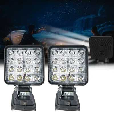 Imagen de Nizirioo lámpara con batería para Makita: 2 focos LED de construcción, 18 V, 27 W, trabajo, 16 perlas superbrillantes, obras linterna trabajos