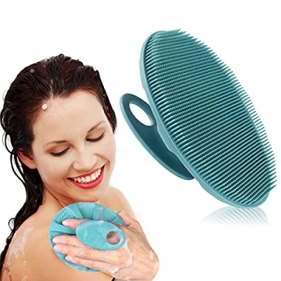 Imagen de INNERNEED Cepillo de limpieza corporal silicona suave, exfoliante suave y masaje para todo tipo piel (verde oscuro)