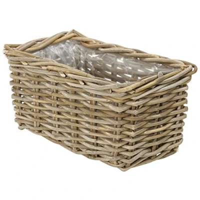 Imagen de Jardinera Dehner Rattan, aproximadamente 30 x 15 cm, ratán, gris / marrón