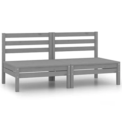 Imagen de vidaXL Sofá de Jardín 2 Plazas Mobiliario Muebles Exterior Patio Terraza Hogar Silla Asiento Suave Robusto Estable Gris Madera Maciza Pino