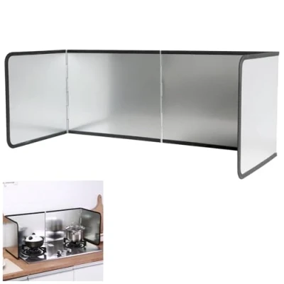 Imagen de Fousenuk Protector Pared Antisalpicaduras Cocina, 4 Lados Panel Salpicaduras Cocina Plegable, Protección Pantallas, Fácil de Limpiar, para Estufas y Sartenes (76x29x30cm)
