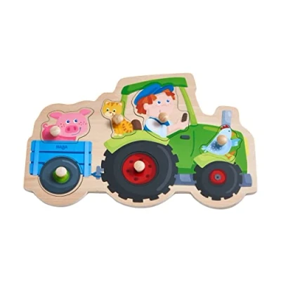 Imagen de HABA 305550 Greifpuzzle Lustige Traktorfahrt, AB 1 Jahr Tractor Rompecabezas de Agarre, Multicolor, Medium (305550)