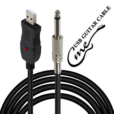 Imagen de cable adaptador USB a jack de 6,5 mm para conectar la guitarra o el bajo al PC. grabación por USB, convertidor conexión, ordenador, 3 metros longitud