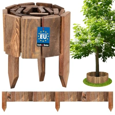 Imagen de KOTARBAU® 1 border enrollable de 10 x 110 cm, valla madera marrón, borde pino flexible, para jardín, cortable, decoración, postes vallas, unidad