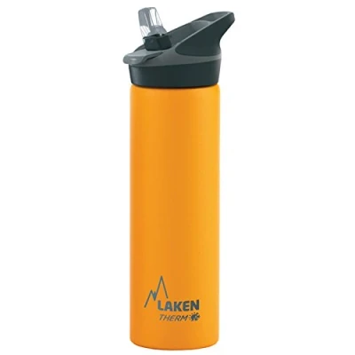 Imagen de Botella de Agua Térmica al Vacío Acero Inoxidable Doble Pared Laken (0,75L Amarillo) Tecnología 24 Horas Frío Ideal para Trabajo o Deporte Cierre Hermético y Uso Vertical