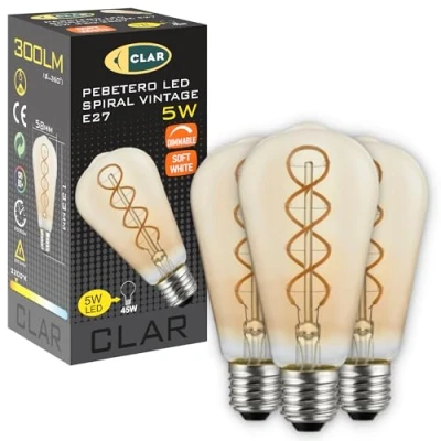 Imagen de CLAR Bombillas Decorativas, Bombilla Vintage, E27 Decorativa, Vintage E27, Regulable Intensidad, Regulable, 5W 2200K (Pack 3)