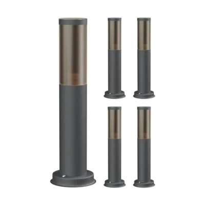 Imagen de ledscom.de 5 pzas. luz de camino/luz bolardo/luz jardín PORU para exteriores, aspecto ahumado, IP44, 38,5 cm, antracita, 1x E27 máx. 40W