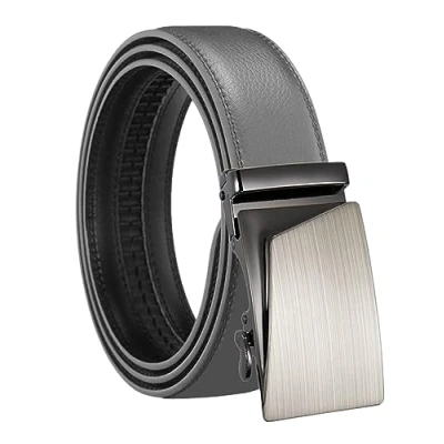 Imagen de Joielavie Mens 3.5 cm Leather Adjustable Belt Business Jeans Belt, Grey, 110