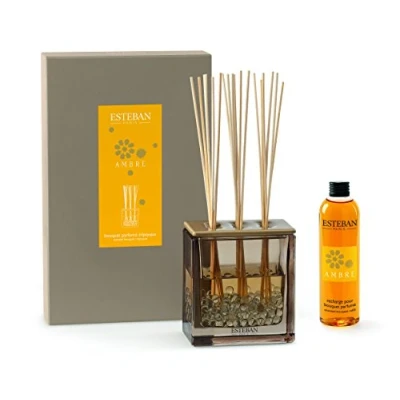 Imagen de ESTEBAN Jarrón difusor perfume casa AMBRE ámbar 250ml de vidrio con palillos