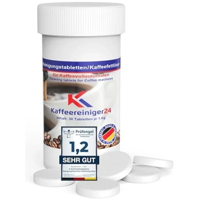 Imagen de Pastillas de limpieza para máquinas café completamente automáticas 30 pcs. cada una 1,6g compatible con Jura, Siemens, Melitta, Krups, Bosch y muchos más