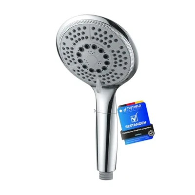 Imagen de GRIFEMA ducha de mano grande y redonda COMPLENTO G803 120 mm con función ahorro agua, cabezal portátil 5 patrones rociado, cromado