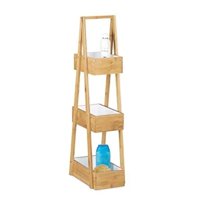 Imagen de Relaxdays Estantería para el Cuarto de baño con 3 bandejas Hecho bambú Medidas 82 x 30 18 cm Resistente a la Humedad, Color Natural