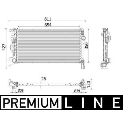 Imagen de MAHLE ORIGINAL CR 2335 000P Radiador, refrigeración del motor 616,0 170,0 80,0 Aletas soldadas VOLVO: XC60 II