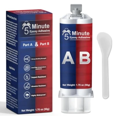 Imagen de LAMXIN Pegamento de resina epoxi 5 minutos, 150 ml, adhesivo transparente para reparación rápida, 2 componentes pegar y sellar metal, plástico, madera, vidrio, cerámica
