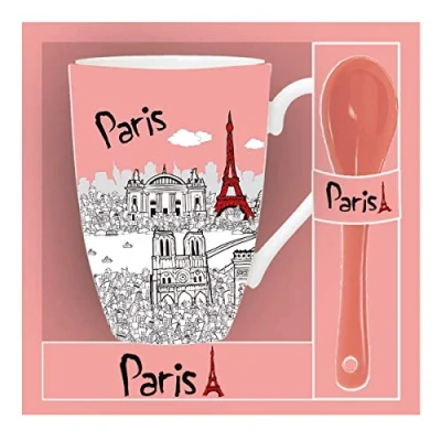 Imagen de Enesco, Taza con cucharita rosa &quot;París&quot;