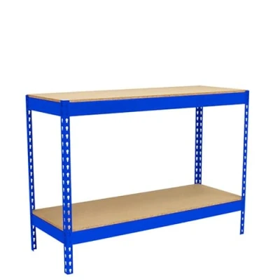 Imagen de Simon Rack Banco de Trabajo Taller, Mesa Carga Máxima 400 kg, 900x1200x600 mm, Bricolaje, 2 Alturas, Azul/Madera BT BASIC