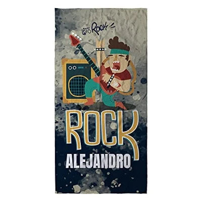 Imagen de LolaPix Toalla Personalizada. Regalos Personalizados. de Playa. Personalizada con Nombre. Varios diseños. Rock
