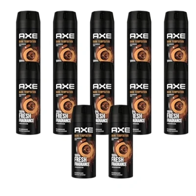 Imagen de AXE Set de 12 desodorantes en spray corporal Dark Temptation espray para hombre y hombre, x 150 ml, desodorante sin aluminio (12 productos)